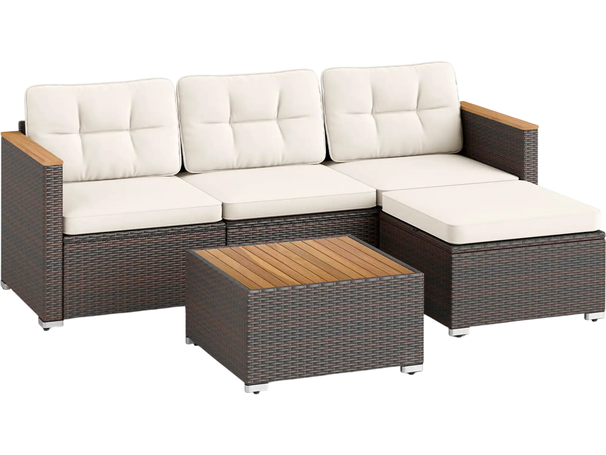 Costway 5-Piece Wicker Rattan Patio Conversation Set w/ Cushions Coffee Table 537681294 New