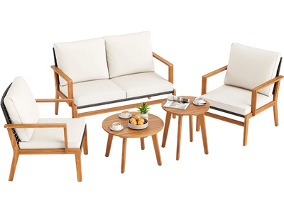 Costway 5-Piece Acacia Wood Patio Furniture Set 87901812 New