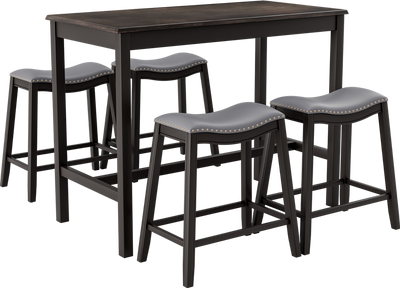 Costway Dining Set 5-Piece with 4 Upholstered Saddle Stools New
