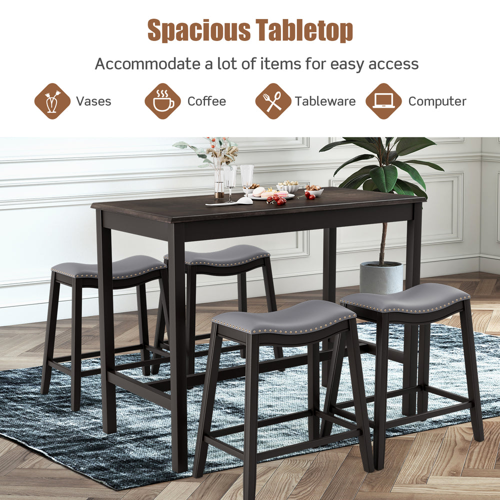 Costway Dining Set 5-Piece with 4 Upholstered Saddle Stools New