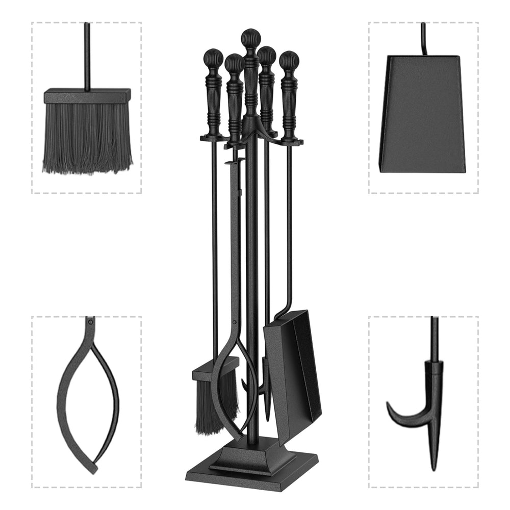 Detail view of the shovel from a 5-piece fireplace tool set with aluminum handles, designed for durable and efficient.