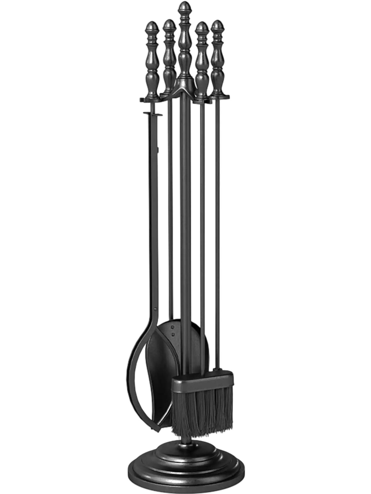 Costway 5-Piece Fireplace Tool Set w/ Poker Tongs Brush Shovel Round Stand 35207262 New