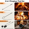 5-piece fireplace tool set featuring poker, tongs, brush, and shovel with ergonomic handles for safe and easy use.