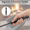 Close-up of ergonomic handle from the 5-piece fireplace tool set, featuring heat-resistant metal for safe use.
