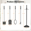 5-piece fireplace tool set including poker, tongs, brush, and shovel with ergonomic handles for safe and easy use.