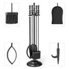 5-piece fireplace tool set with poker, tongs, brush, and shovel in black, designed for efficient fireplace management.