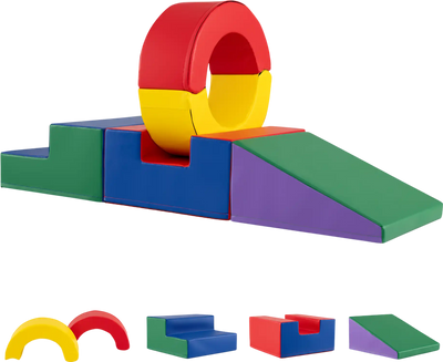 Costway 5-Piece Kids Climbing Toys PU Leather Cover Slides 49727221 New