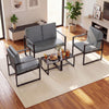 5-piece living room set featuring gray PU leather chairs and tables, perfect for small spaces and modern decor.
