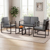 Gray living room set with two accent chairs and two coffee tables, showcasing a modern minimalist design for compact.