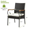 Single chair from the 5 Pieces Patio Rattan Dining Set, featuring PE rattan, acacia wood armrests, and a 400 lbs.