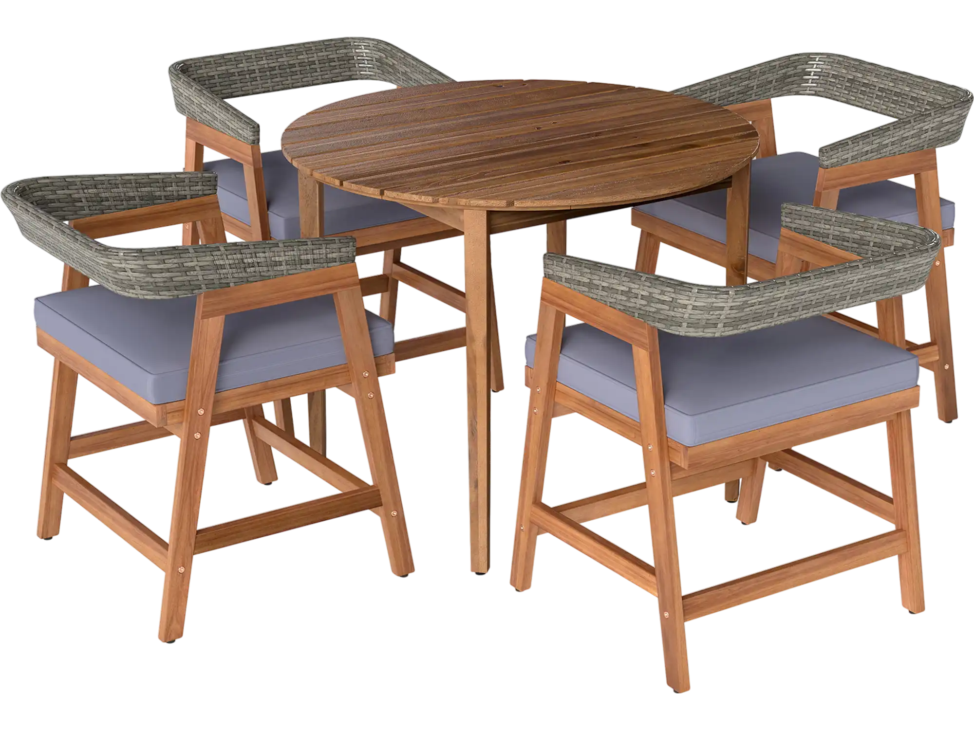 Costway 5-Piece Patio Dining Set w/ Cushions PE Rattan Backrest Garden Backyard 267834195 New