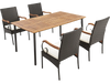 5 Pieces Patio Wicker Dining Set with Detachable Cushion and Umbrella Hole