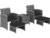 5-piece patio furniture set featuring two lounge chairs, two ottomans, and a glass-top table, ideal for compact outdoor.