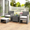 5 Pieces Patio Furniture Set PE Wicker Outdoor Lounge Chairs with 2 Ottomans-White - Gallery View 1 of 7