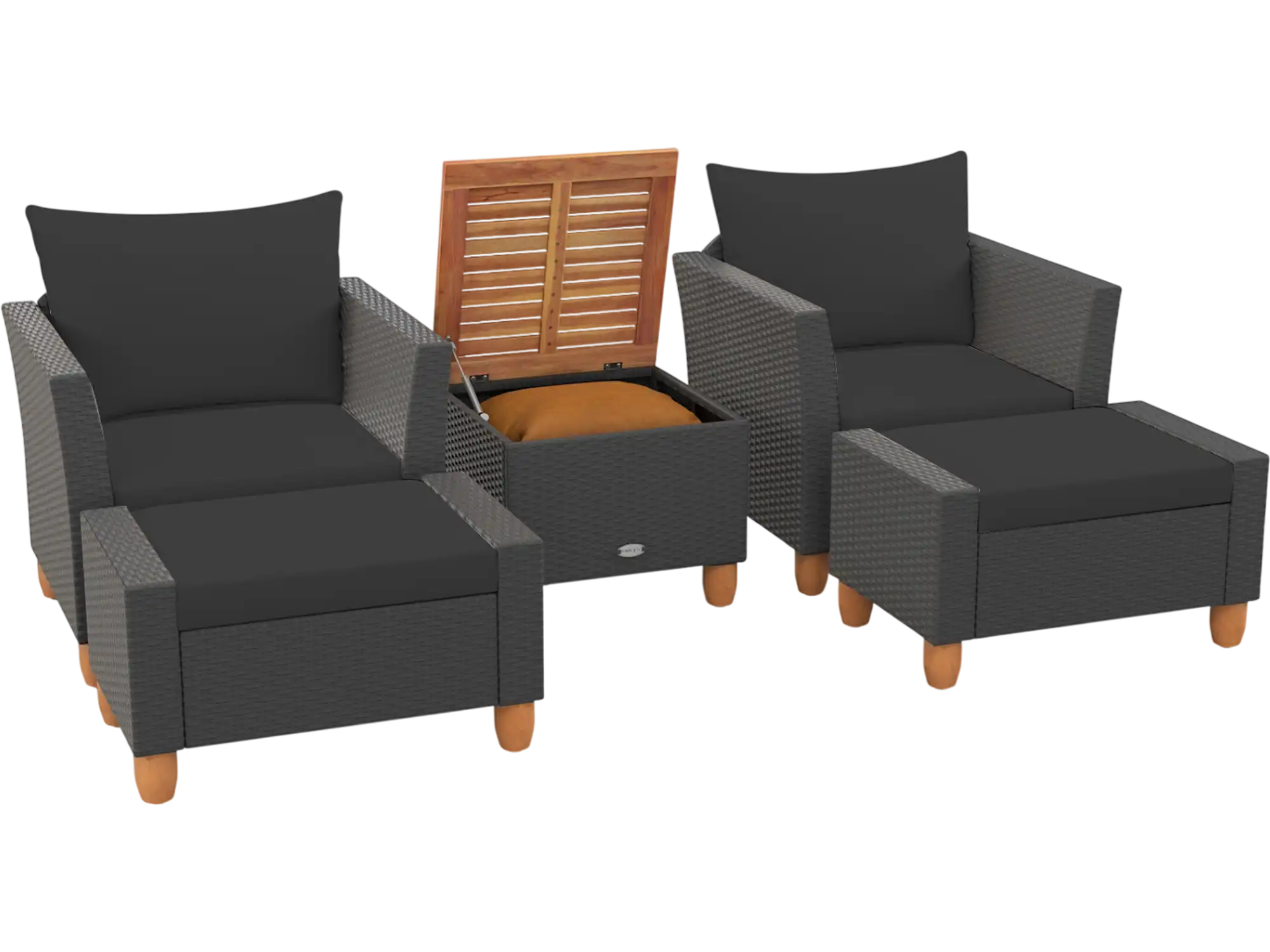 Costway 5-Pc Patio Conversation Set Loveseat Armchairs Porch 96452173 New