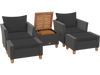 Patio furniture set featuring two armchairs, a loveseat, and a storage ottoman with black PE rattan for outdoor relaxation.
