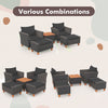 5-piece patio furniture set featuring loveseat and armchairs in black, with versatile combinations for outdoor spaces.
