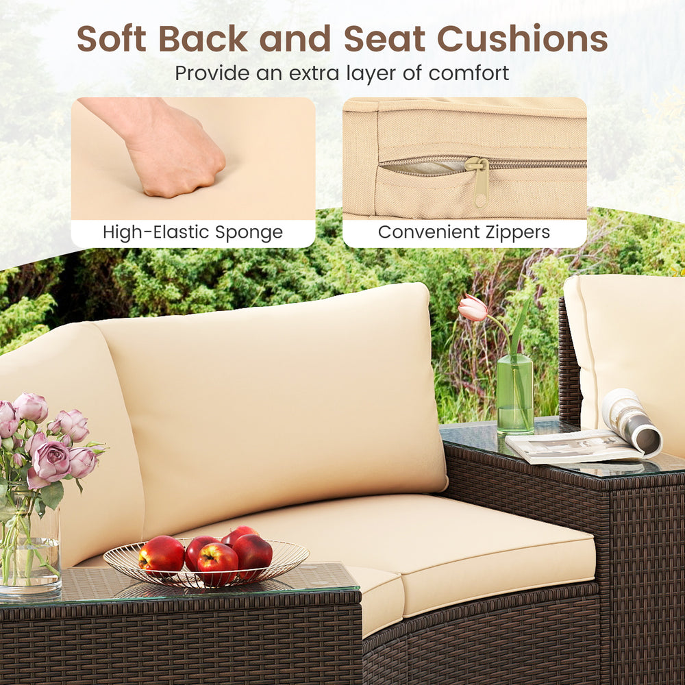 Soft back and seat cushions with convenient zippers for the 5 Pieces Patio Furniture Set, ideal for outdoor comfort.
