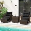 5 Pieces Patio Rattan Furniture with 2 Ottomans and Tempered Glass Coffee Table-Black - Gallery View 1 of 13