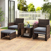 5 Pieces Patio Rattan Furniture Set with Ottoman and Tempered Glass Coffee Table-Gray - Gallery View 1 of 7