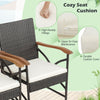 Cozy seat cushion with high-density fillings and zipper for easy maintenance on a rattan dining chair set.