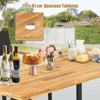 Spacious acacia wood tabletop with functional umbrella hole, accommodating up to 6 people for outdoor dining.