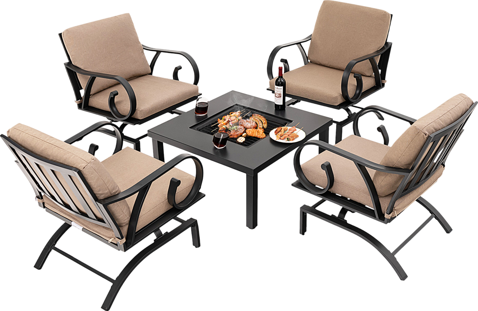 Costway Patio Rocking Chairs and 4-in-1 Fire Pit Table New