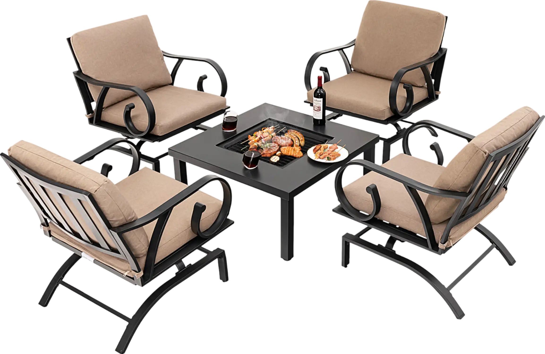 Costway Patio Rocking Chairs and 4-in-1 Fire Pit Table New
