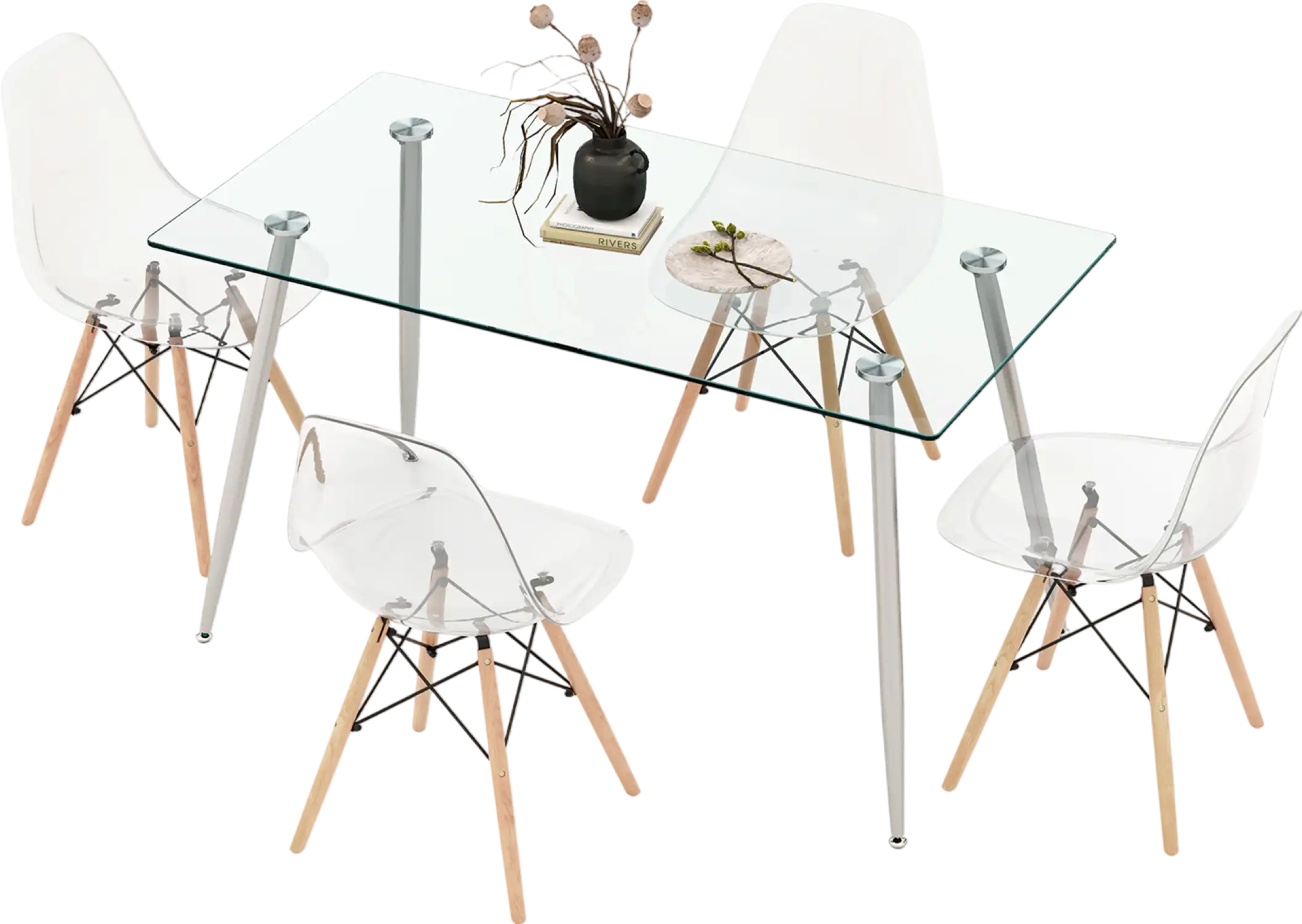Costway Rectangle Dining Table Set 5 Pieces with 51