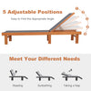 Adjustable outdoor wood chaise lounge chair in 5 positions, made of eucalyptus wood, perfect for sunbathing and.