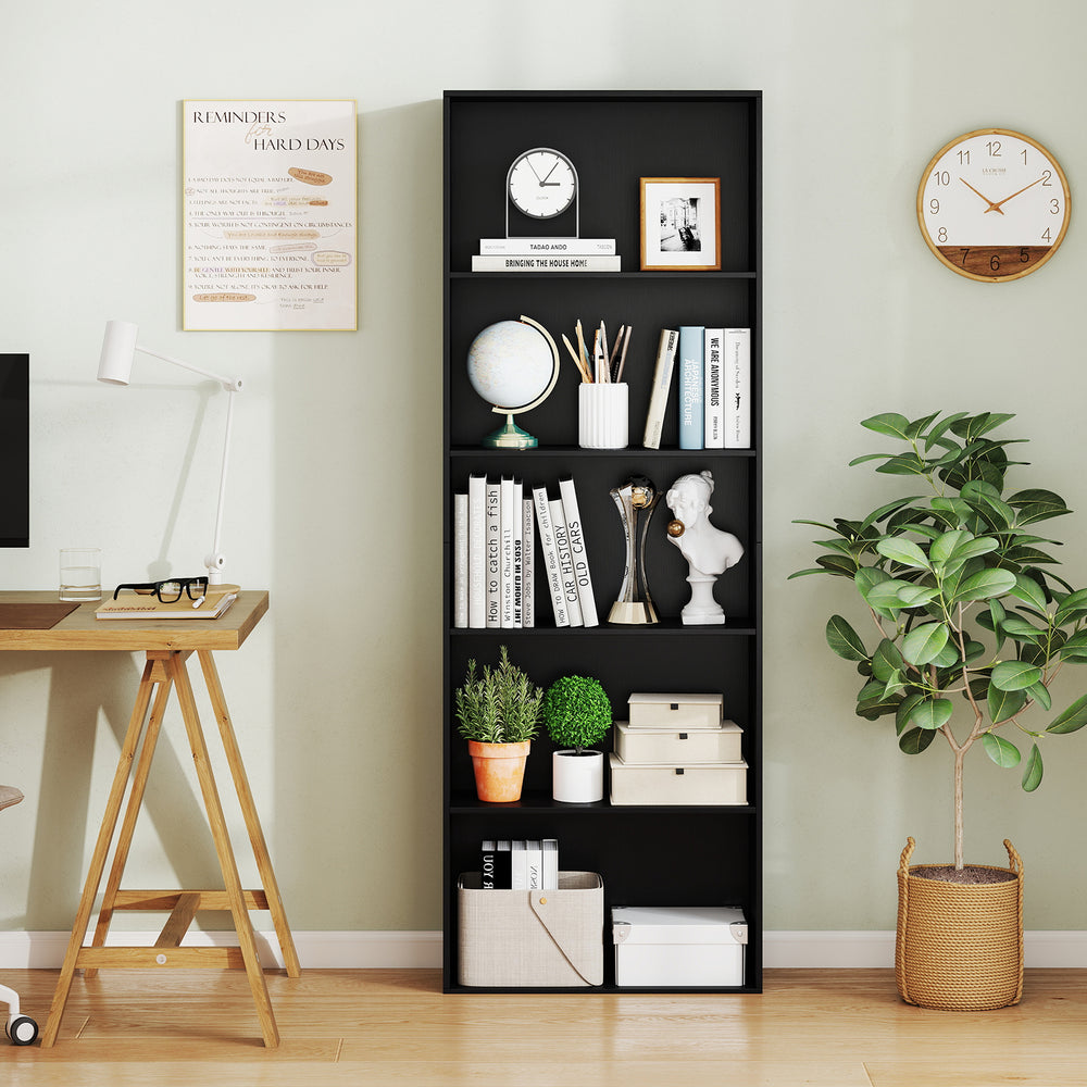 5-Shelf Storage Bookcase Modern Multi-Functional Display Cabinet Furniture-Black - Gallery View 1 of 10
