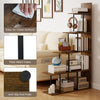 5-tier 62-inch tall stepped bookshelf in rustic brown features thick metal tubes and an easy-to-clean surface for home organization.