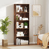 5-tier freestanding bookshelf in rustic brown with open shelves for organized storage, ideal for living room or study.