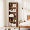 5-tier rustic brown bookshelf with open shelves for storage, perfect for living room or bedroom organization.