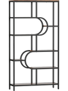 Tall 5-tier bookshelf with U shape design in rustic brown, featuring open storage shelves for versatile display and.