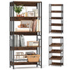 5-tier rustic brown bookshelf with adjustable and tiltable shelves, ideal for living room or office storage.