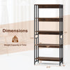 5-tier rustic brown bookshelf with adjustable and tiltable shelves, 62" tall, ideal for living room or office use.
