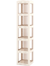 5-tier foldable rotating bookshelf in white with swivel base, perfect for maximizing storage in small spaces.