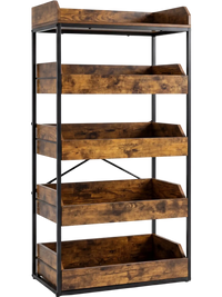 5-tier food storage rack with a strong metal frame and raised edges, designed for stability and secure organization in any space.