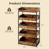 5-tier food storage rack in rustic brown with 4 pull-out drawers and adjustable feet for versatile high-capacity storage.