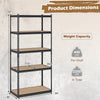 5-tier garage shelving unit with adjustable shelves, metal frame, and 440 lbs per shelf capacity for versatile storage.