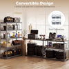 5-tier garage shelving unit with adjustable shelves, holding 2200 lbs total, convertible into 2 horizontal workbenches.