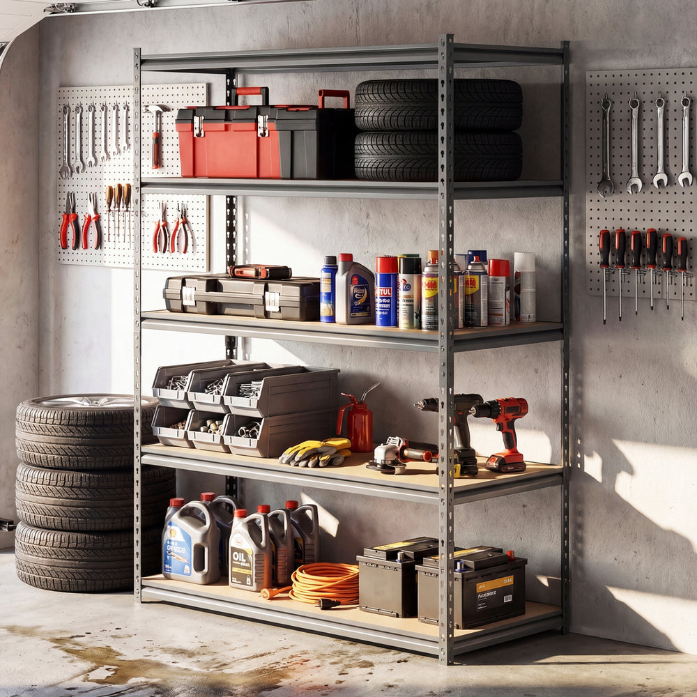 5-Tier Garage Shelving Unit 2200 LBS Metal Storage Shelves Adjustable Utility Rack for Warehouse-1 piece - Gallery View 1 of 9