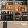 5-tier garage shelving unit with height-adjustable shelves, sturdy MDF boards, and rustproof metal frame for versatile.