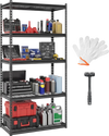 5-tier heavy-duty metal shelving unit with adjustable wire racks, ideal for garage and warehouse organization.