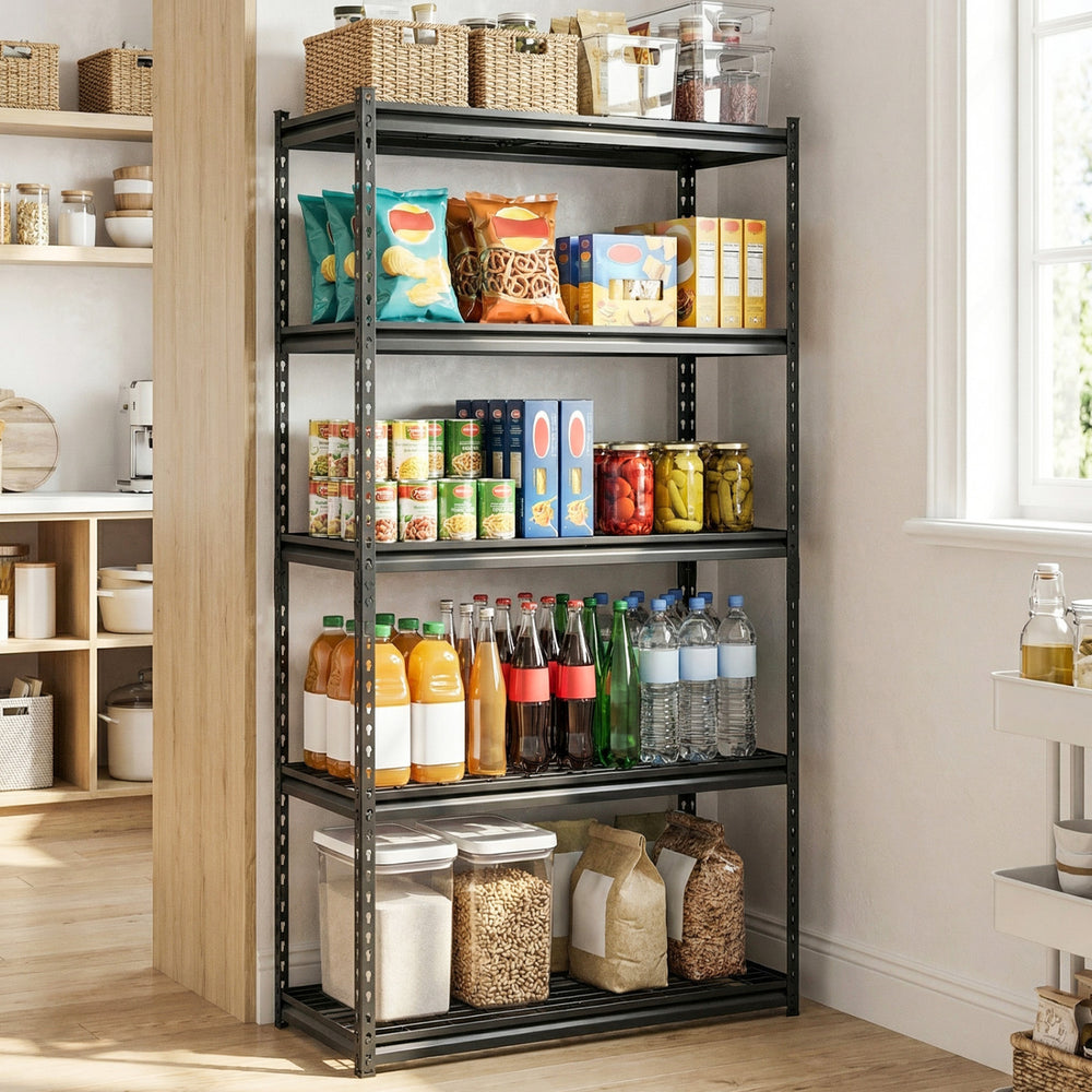 5-Tier Heavy-Duty Metal Shelving Unit with Adjustable Wire Rack Set of 1 - Gallery View 1 of 8