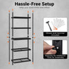 5-tier heavy-duty metal shelving unit with adjustable wire racks, designed for quick setup and versatile storage.
