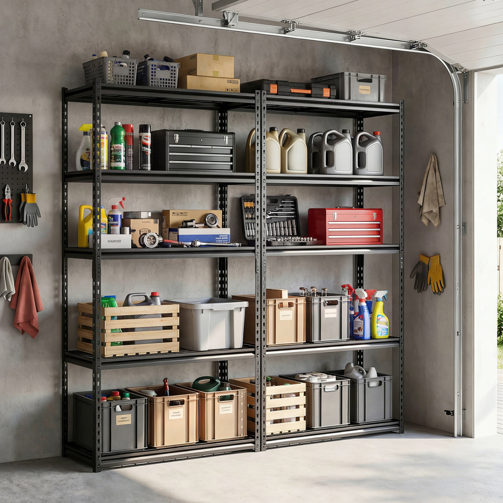 5-Tier Heavy-Duty Metal Shelving Unit with Adjustable Wire Rack Set of 4 - Gallery View 1 of 9