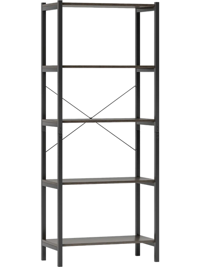 Costway 5-Tier Industrial Bookshelf Storage Display Rack Metal Frame 13986204 New