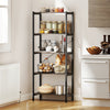 5-tier industrial bookshelf with gray metal frame and ample storage for books and decor, perfect for any room.